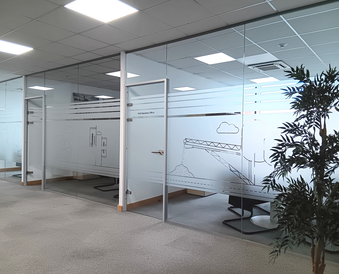 WORKPLACE PRIVACY — Frosted glass graphics